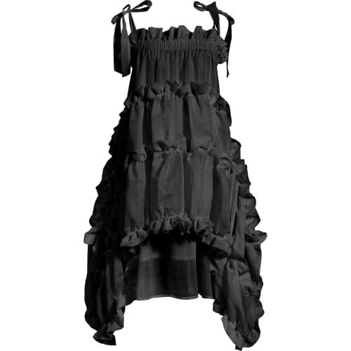 Goth Harajuku Summer Ruffles Women Dress Summer Black Color Very COOL Ball Gown Women Dresses Vestidos Clothing