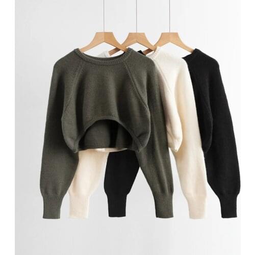 Winter women sweaters and pullovers cute long sleeve crop top sweater knitted sexy sweaters short loose cropped sweater korean