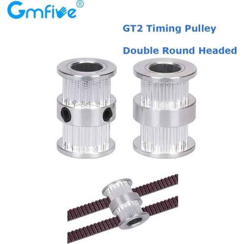 GmFive GT2 20 Teeth Timing Pulley Bore 5mm 8mm Double Round Headed Synchronous Wheel Gear Timing Belt Width 6mm 3D Printer Parts