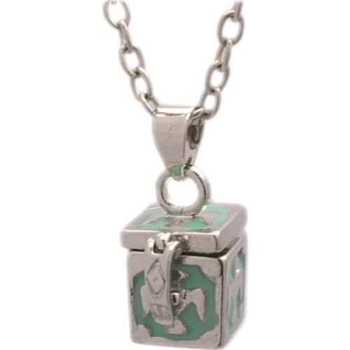 1PCS Brass Oval Retro Square Pattern Open Ashes Photo Box Pendant Necklace Commemorative Free Chain