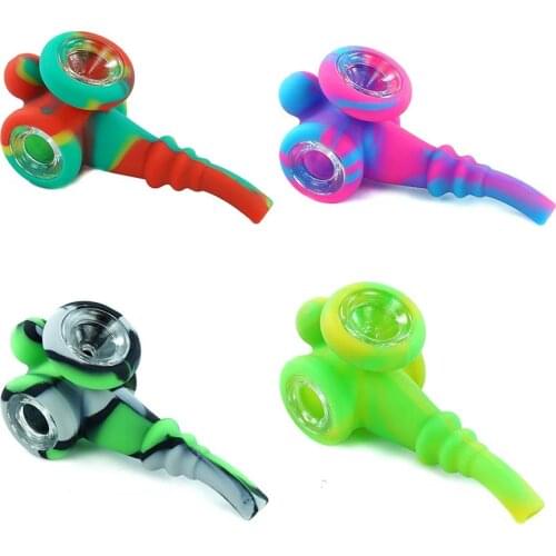 1pcs Sherlock hand pipe Food Grade Silicone smoking Pipe with glass bowl unbreakable tobacco Hand Pipes