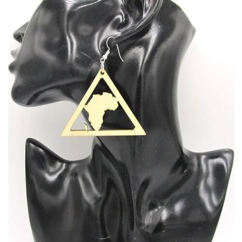 10pairs/lot 6cm Triangle Africa Map Unfinished wood Earrings