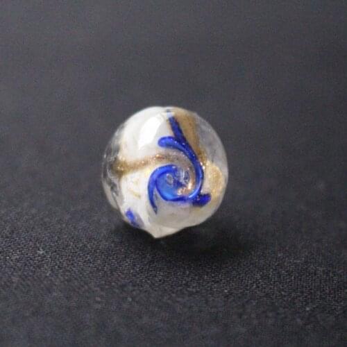 10pcs/lot 12mm 14mm Lampwork Glass Beads With Cobalt Blue Gold rotation for earring necklace making