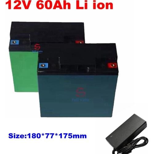 12V lithium ion battery pack 12V 60AH li ion bateria 18650 with BMS 3S for searchlight Trolling Inverter camping + 5A charger