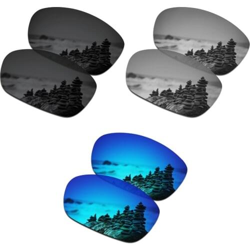 SmartVLT 3 Pairs Polarized Sunglasses Replacement Lenses for Oakley Ten X Stealth Black and Silver Titanium and Ice Blue