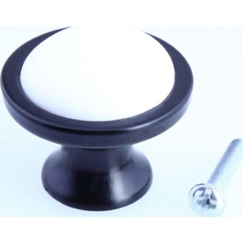 36mm modern simple white black furniture knobs white ceramic drawer shoe cabinet knobs pull black dresser kitchen cabinet handle
