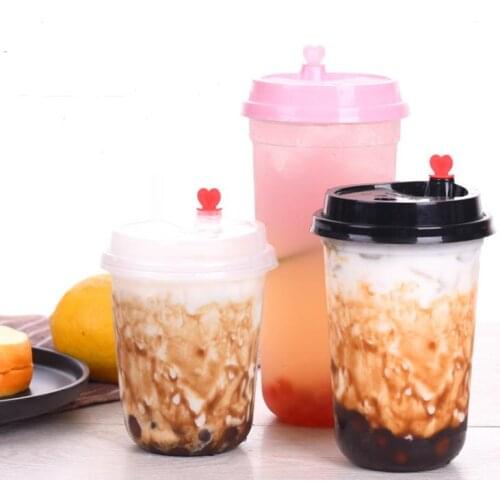 500ml disposable plastic PP Cup Custom printed juice cup u shape bubble tea milk tea with several types of lids for selection SN