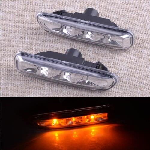 63138370719 63138370820 1 Pair Car Clear Lens LED Side Marker Light Lamp Fit for BMW E46 4DR & 2DR Coupe 1999 2000 2001