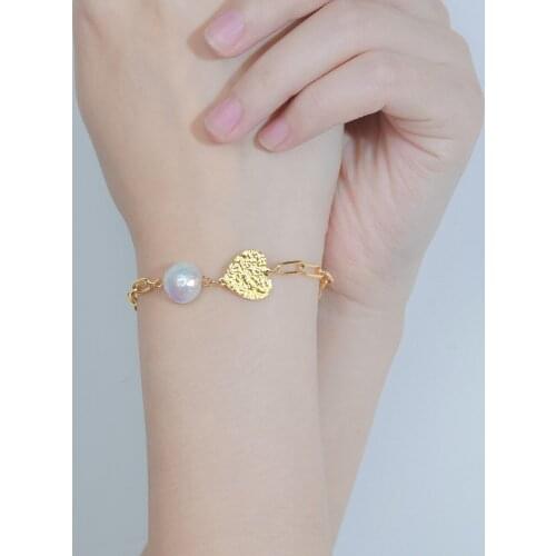 Acheerup 2021 Fashion Heart Pearl Simple Stainless Steel Bracelets for Women Girls Jewelry Birthday Party Gift Accessories