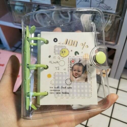 INS Hot Transparent PVC Loose-leaf Notebook Metal 3-hole Mini Coil Hand Book Shell Kawaii Stationery Scrapbooking Diary Book