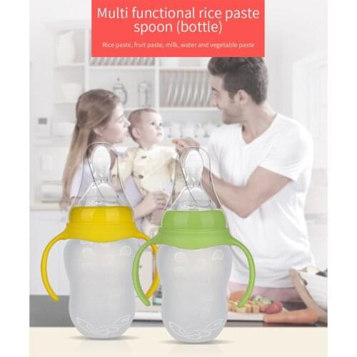 Feeding-Bottle, Multifunctional Silicone Feeding-Bottle Nursing Bottle for Baby, Pink/Green
