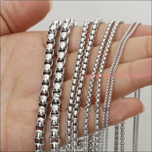 5/10Meter Promotion Sale Fashion DIY Jewelry Box Chain 316L Stainless Steel Silver color In Bulk 1-5mm Width Finding For Pendant