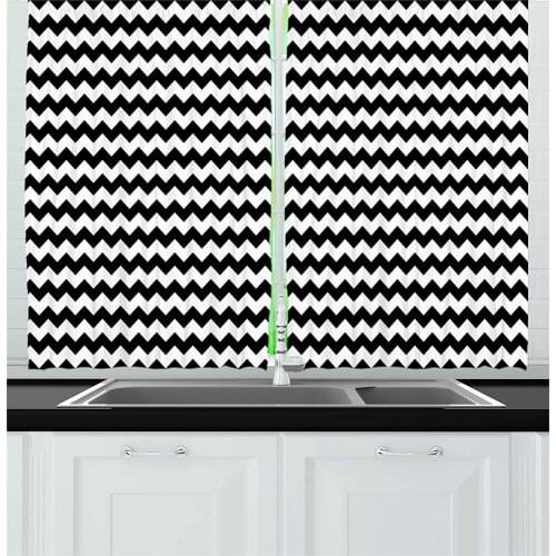 Black and White Ripple Window Curtains Home Decor Kitchen Draperies Curtains for Bedroom Living Room Curtain