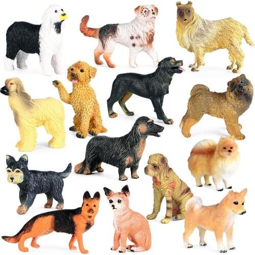 14 Kinds Shepherd/Pomeranian Pet Dog Animal Model Action Figure Simulation Animal Action Figures Collection PVC Toy Kids Gift