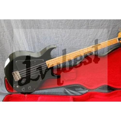 Lvybest electric guitar bass,solid black high glossy,natural high gloss maple neck and fingerboard,extra pickguard in packing