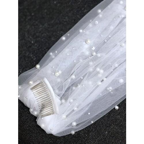 5m Hot Sale 1 Tier Cathedral Royal Crystal Pearl Wedding Bridal Veil With Pearl Ivory EE708
