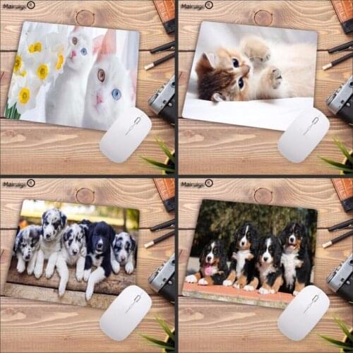 Mairuige Hot Sales Cute White Cat And Dog Animal Laptop Computer Mousepad Size 25X29cm 18x22cm Gaming keyboard Table Mousepads