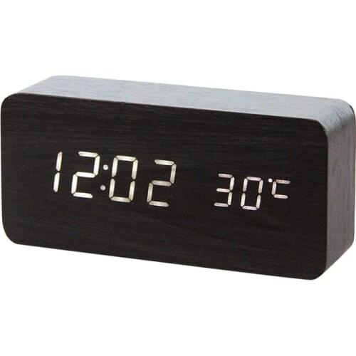 2021 Hot LED Alarm Clock Watch Table Voice Control Wooden Digital Despertador Electronic Desktop USB/AAA Powered Decor Cute