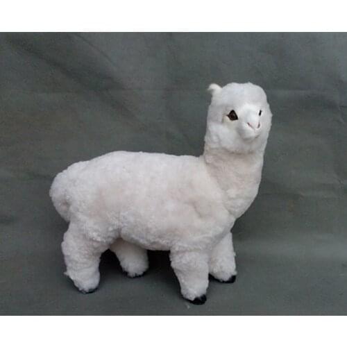 Simulation cute white alpaca 25x24cm model polyethylene&furs alpaca model home decoration props ,model gift d370