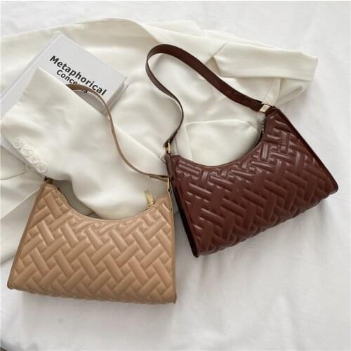 Fashion Texture Underarm Bags Trendy Rhombus Womens Tote Shoulder Bag Female PU Leather Zipper Embossed Handbag for Women 2021