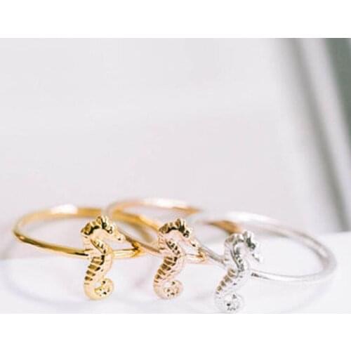 Fashion Cute Hippocampus Rings Silver Rose Gold Color For Women Ringen Anillos Hombre Aliexpress Shipping