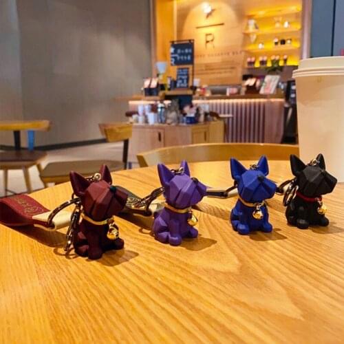 Fashion Punk French Bulldog Keychain PU Leather Dog Keychains for Women Bag Pendant Jewelry Trinket Mens Car Key Ring Key Chain