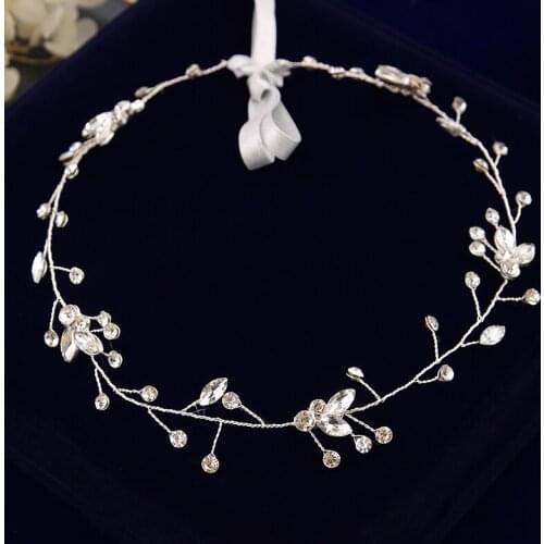 2 Color Korean Brides Gold Soft Hairbands Wedding Hair Accessories Bridal Handmade Crystal Hair Jewelry