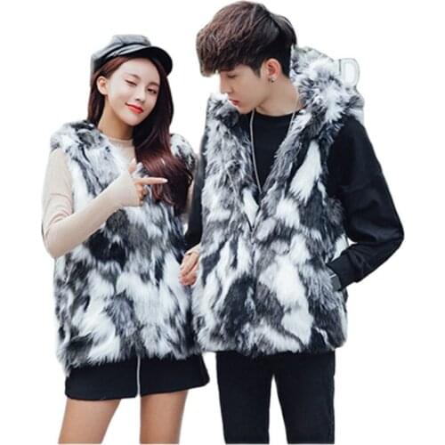 S-6XL New Fashion Male and female Winter Clothes High Imitation Fox Fur Vest Faux Fur Jacket Coat