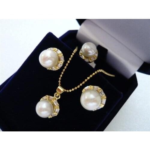 Wholesale latest fashion white shell pearl nice design earrings pendant necklaceS & Oring(#7.8.9) jewelry
