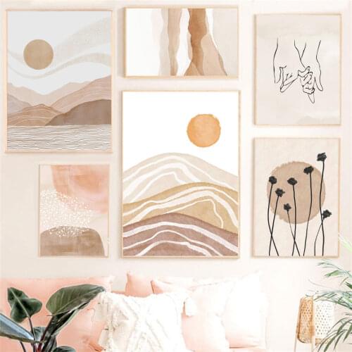 Sun Moon Flower Hand Girl Boho Abstract Lines Wall Art Canvas Painting Posters And Prints Wall Pictures For Living Room Decor