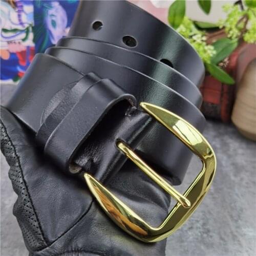 43MM Super Wide Genuine Leather Belt Men Brass Belt Buckle Ceinture Mens Belt Luxury Waist Belt For Men Belt Male MBT0019BB
