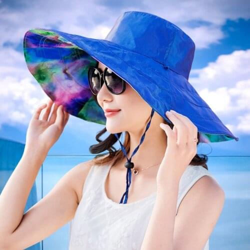 Sun Hat Womens Korean Summer Sun Protection Hats Female Folding Beach Anti-UV Fashionable Cap Casual Outdoor Travel Caps H249