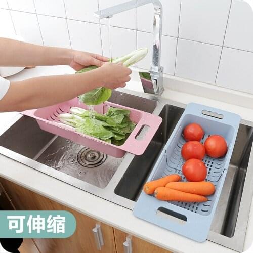 Telescopic Sink Rack Drainer Plastic Kitchen Accessories Organizer Shelf Household Dish Drying Storage Rack
