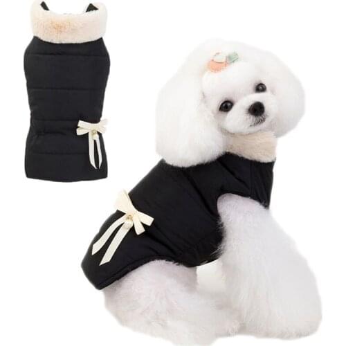 Warm Dog Clothes Winter Coat For Dogs Fake Fur Collar Jacket Princess Puppy Coats Outfit Costume Thick Vest Coat Jackets Costume