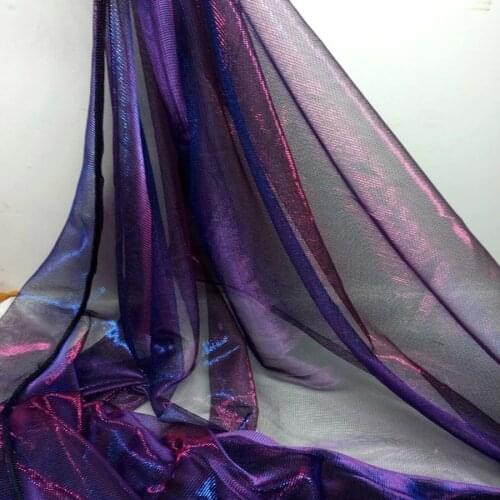 Evening Party Dress Magic Fabric Metallic Flashing Mesh Fabric Rridescence Mesh Fabrics Wedding Dress Cosplay Material