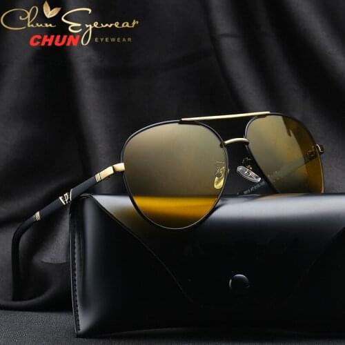 Pilot Women Men Brand Designer Luxury Sunglasses day night Yellow glasses Women Retro Outdoor Driving Oculos De Sol BM46 +Case
