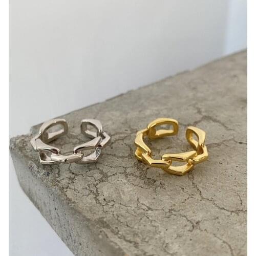 Silvology 925 Sterling Silver Convex Wide Chain Rings for Women Thick Japan Korea Quality Rings for Women 925 Minimalist Jewelry