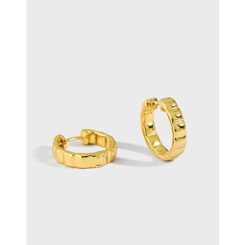 11mm*3.35mm 1pair 18K GOld plated 100% Authentic 925 Sterling silver Gear shape Hoop Huggie Earrings Fine jEWELRY TLE1179