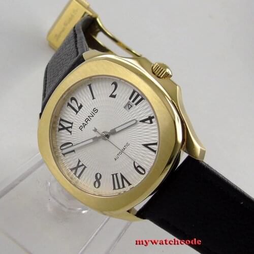 40mm Parnis white dial Sapphire glass golden case Miyota automatic men watch 892