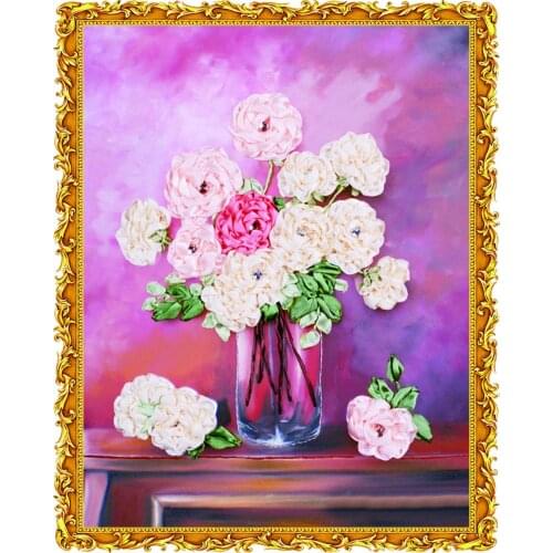 65x50cm Butterfly fragrance Ribbon embroidery kit stain painting set handcraft kit DIY handmade needlework art home decor