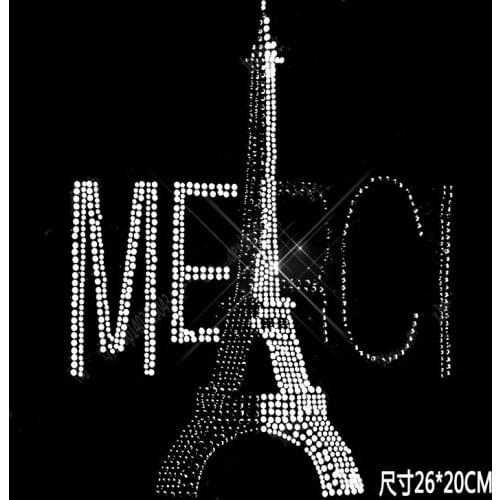 5 pc/lot Eiffel Tower chest hotfix rhinestones, heat transfer design iron on motifs,rhinestone for garment