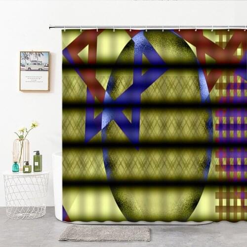 Abstract Geometric Star Of David Shower Curtain 3D Line Mysterious Star Mode Home Decor Wall Covering With Hook Bath Curtains