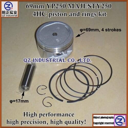 Free shipping high precision high quality for YAMAHA 250CC 4 strokes motorcycle 69mm YP250 MAJESTY250 4HC piston and rings kit