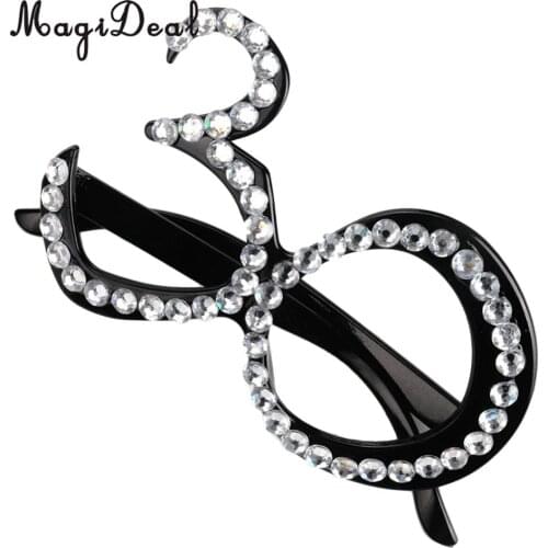 Glitter Crystal Black Frame Birthday Eye Glasses Anniversary Wedding Party Fancy Dress 30/40/50/60th