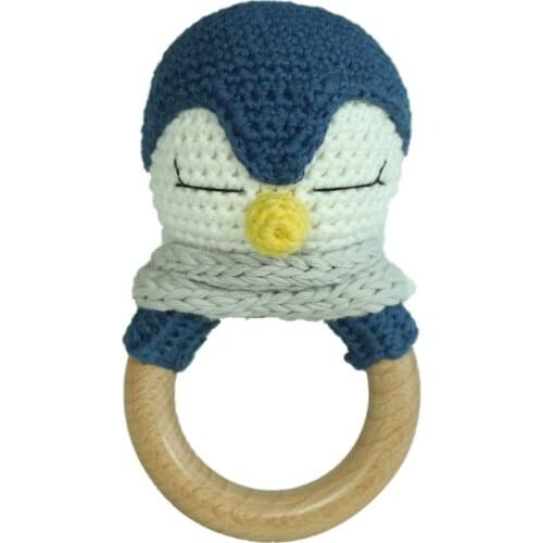 Baby Wooden Teether Ring DIY Crochet Rattle Pacifier Bracelet Soother Molar Toys