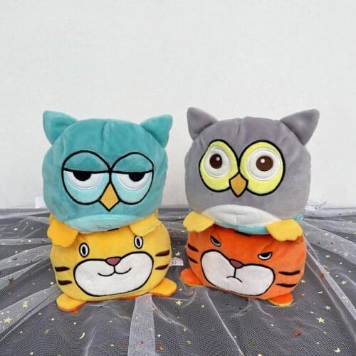 Double-Sided Flip Owl Plush Stuffed Toys Lovely Pillow Forest Creative Animal Doll Children Birthday Boy Girl Gift