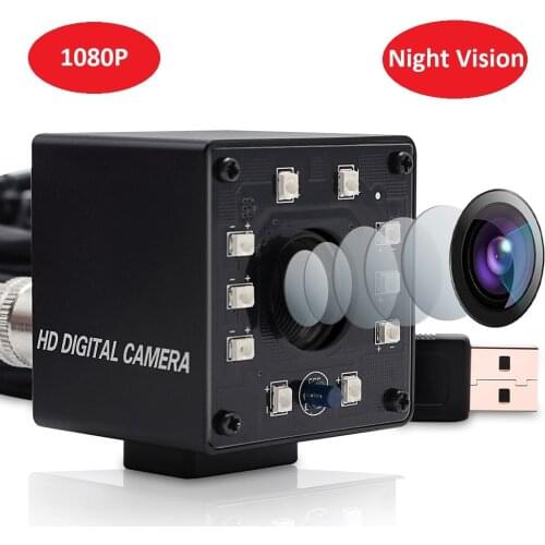 ELP 1080P USB Camera Night Vision IR CUT Mini Low Light 0.01 Lux Infrared USB Webcam Full HD 2MP for Linux, Android, Windows
