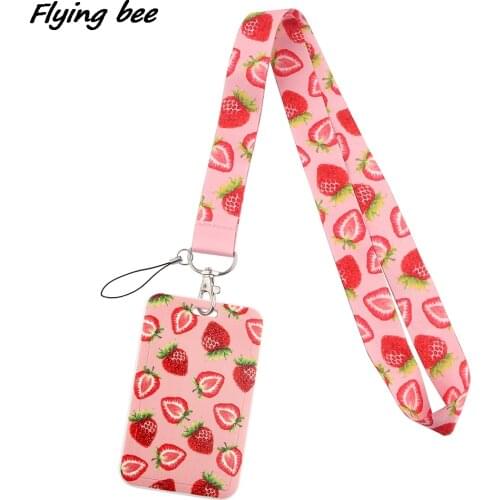 Flyingbee X1663 Sweet Strawberry Pink Neck Strap Lanyard For Keys ID Card Gym Mobile Phone Straps USB Badge Holder DIY Hang Rope