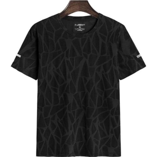 Men Tees Summer O Neck Fashion Short Sleeves Top Outdoor Sport Style Pullover Solid Ice Silk Quick-drying Stretch T-shirt 5XL