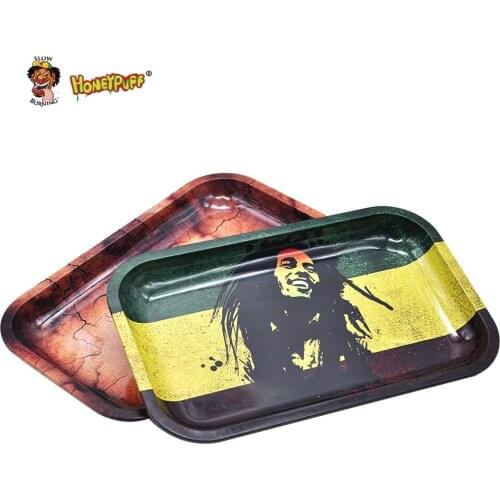 HONEYPUFF Big Tobacco Rolling Tray Storage Plate For Smoking Herb Grinder Cigarette Holder Tray Tobacco Organizer 27.5MM*17.5MM